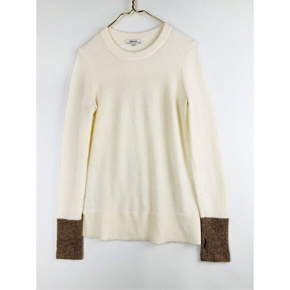 Madewell Women's Fremont Color Block Wool Blend Pullover Sweater Cream Small - Picture 1 of 5